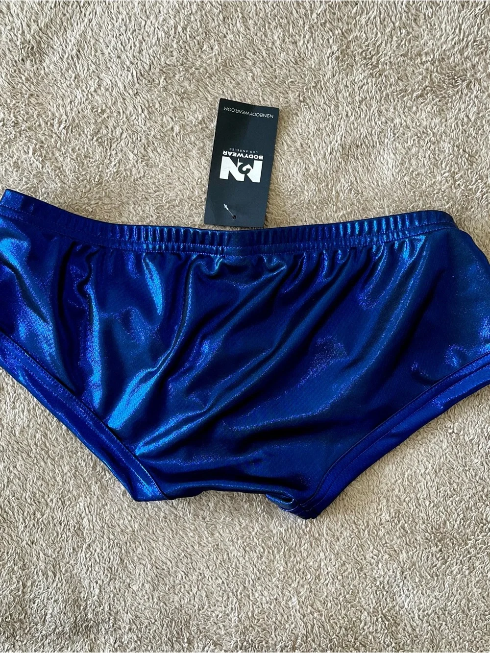 N2N Bodywear Men's Shimmer Blue Swim Briefs - Body Gloss Boxter